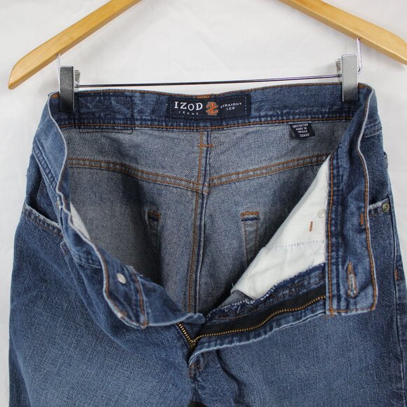 IZOD Men's Blue Denim 5 Pocket Zipper Straight Leg Jeans 32x32 - Picture 3 of 8